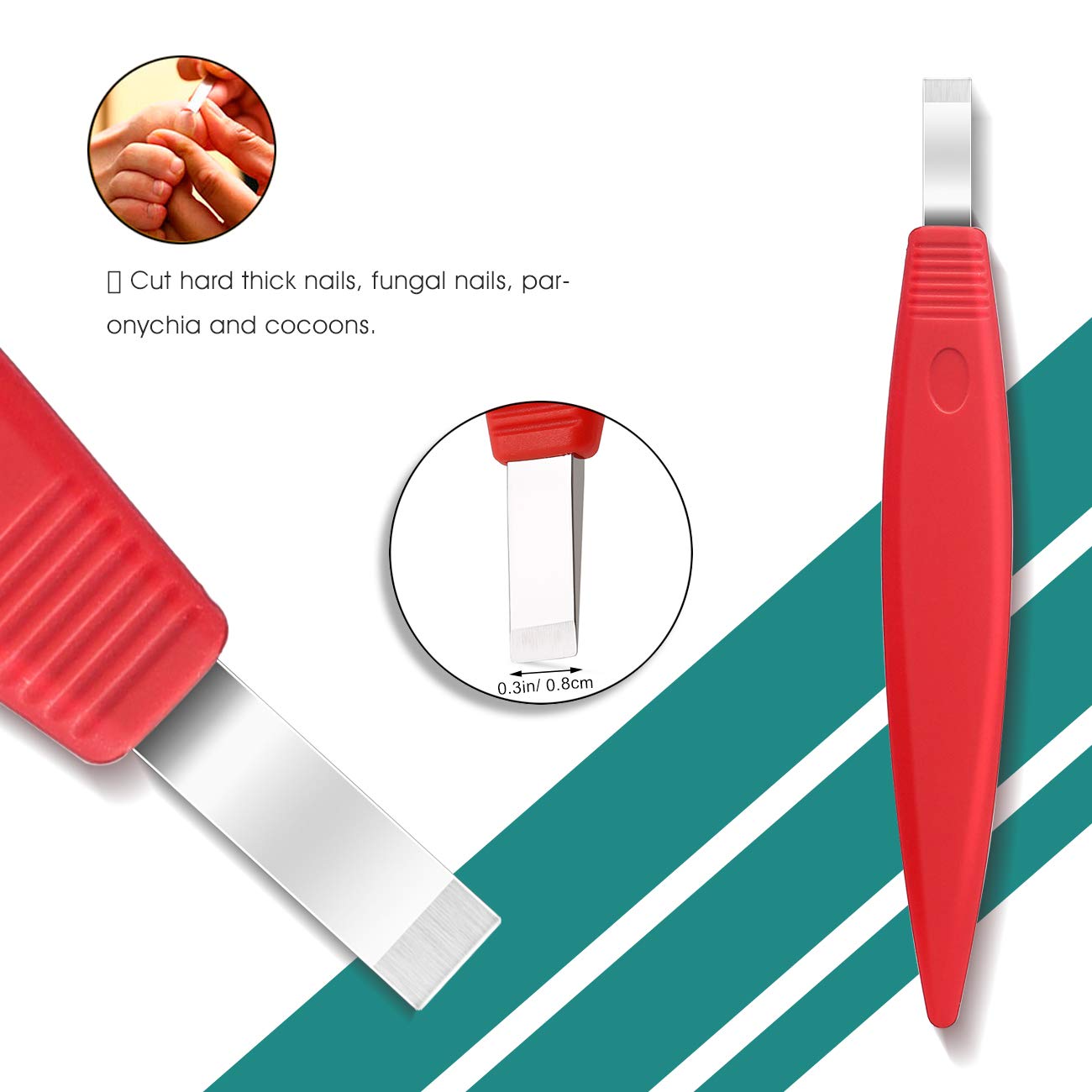 Bezox Pedicure Knife Set - Callus Shavers, Corn And Hard Thick Skin Remover Knives For Foot, Metal Nail File & Nail Lifter - Professional Pedicure Tools With Storage Box (Red)